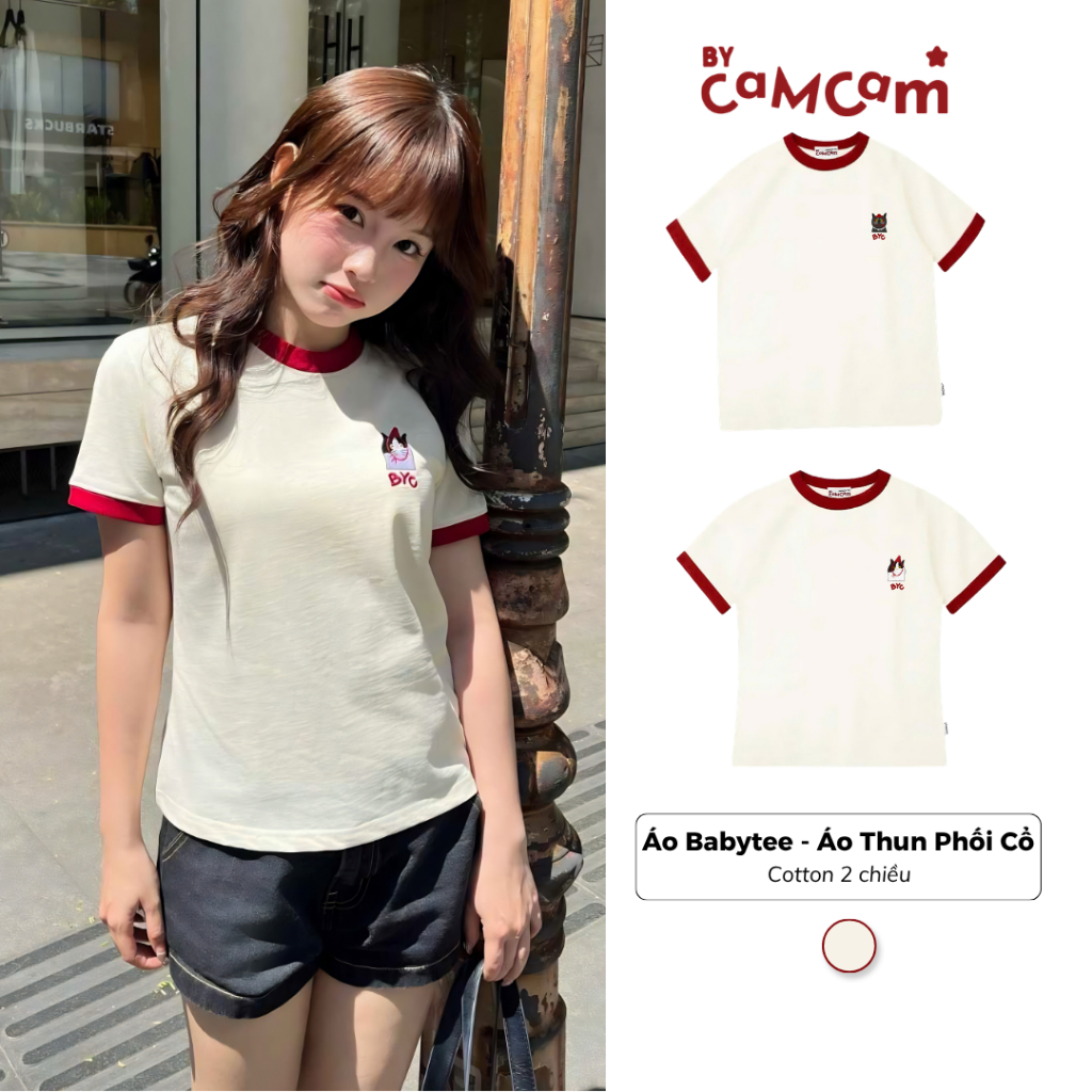 Áo Babytee - Áo Thun Ringer Tee Phối Cổ Mặc Đôi 𝑩𝒚𝒄𝒂𝒎𝒄𝒂𝒎 Áo Couple Cat Unisex Nam Nữ ATN488 | BigBuy360 - bigbuy360.vn