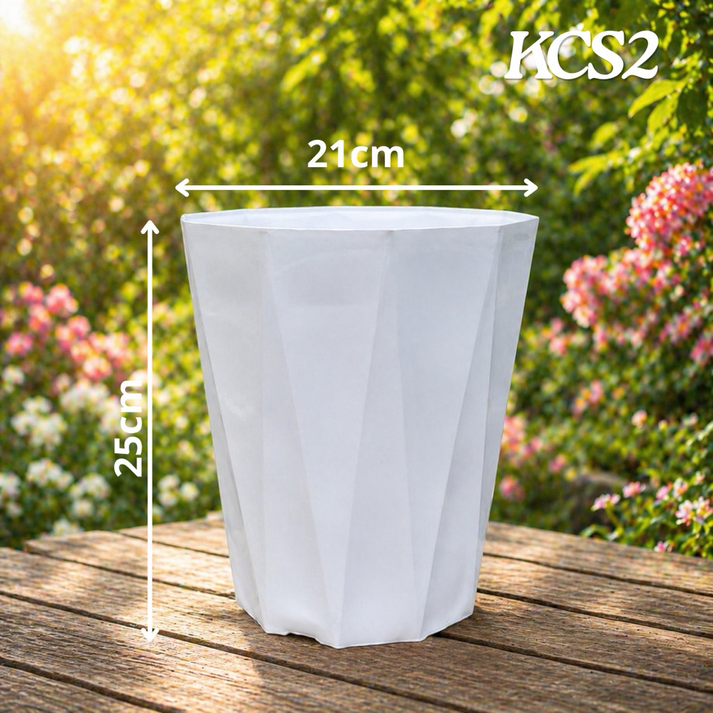 Combo 5 Cái Chậu Nhựa Kim Cương S2 Trắng [21x25]