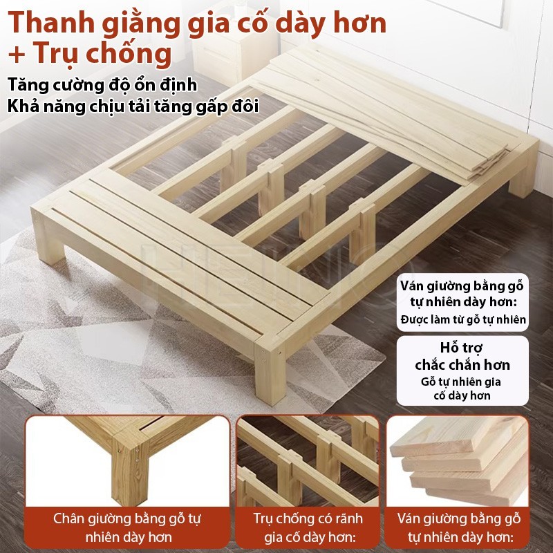 HEINO Giường Ngủ Pallet Gỗ Tự Nhiên Đủ Kích Thước Chất Lượng Cao Loại Chân Cao - Bảo Hành 12 Tháng | BigBuy360 - bigbuy360.vn