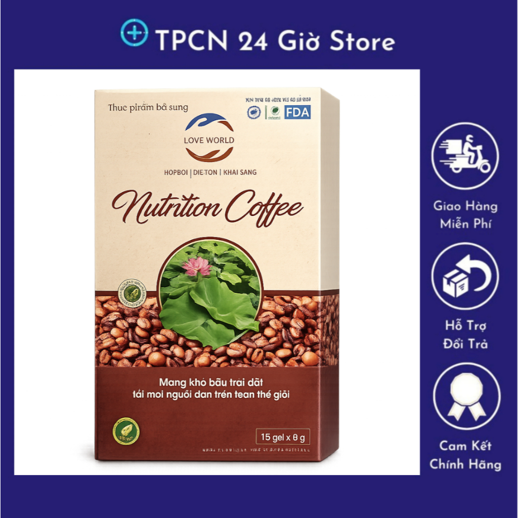 5 Hộp  Cà Phê Nutrition Love World - Hàng Chính Hãng ( Hộp 15 gói )