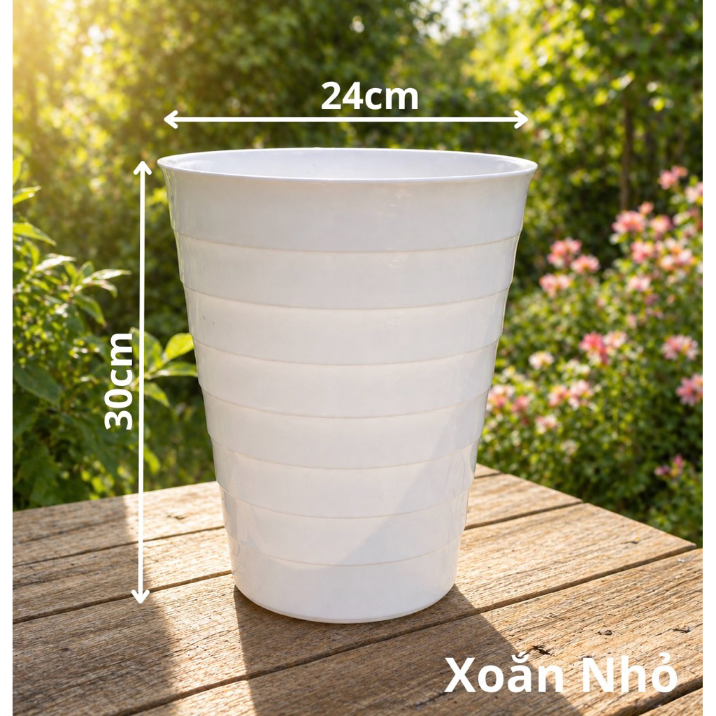 Combo 5 Cái Chậu Nhựa Tròn Cao Xoắn Nhỏ [24x30]