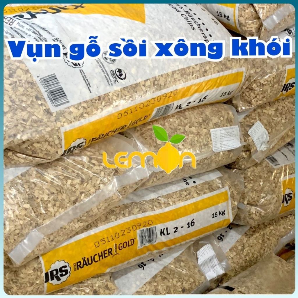 Bao 15kg Vụn gỗ xông khói làm xúc xích, thịt hun khói, jambon - Vụn gỗ sồi xông khói RAUCHER GOLD