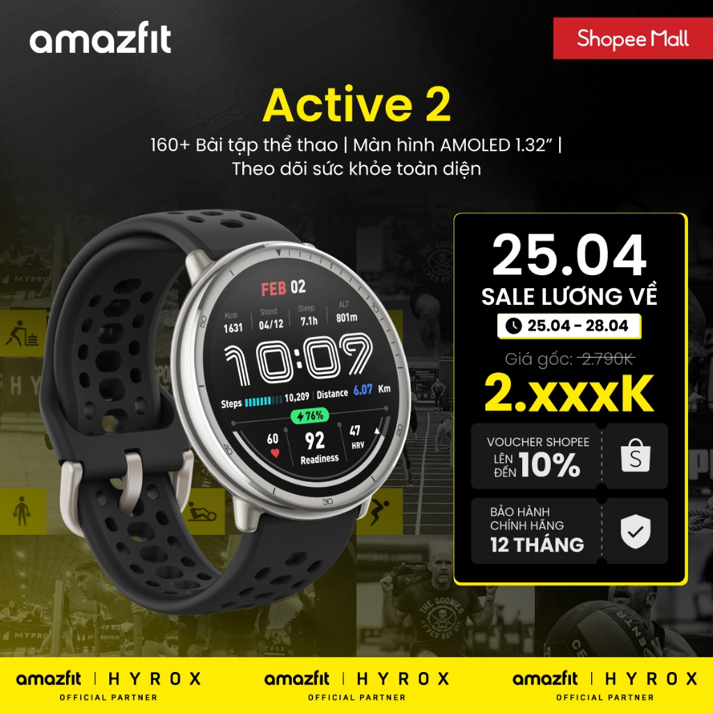 Đồng hồ thông minh Amazfit Active 2 - Hàng chính hãng - Bảo hành 12 tháng
