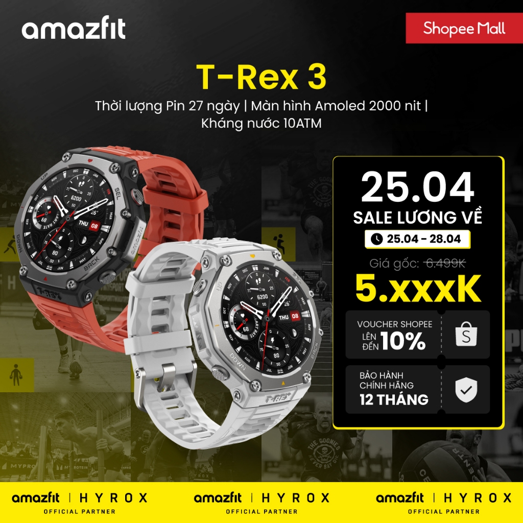 Đồng hồ thông minh Amazfit T-Rex 3 - Hàng chính hãng - Bảo hành 12 tháng