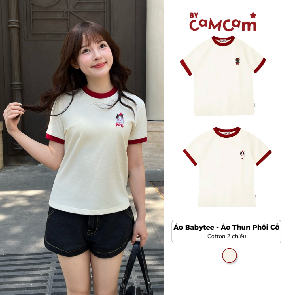 Áo Babytee - Áo Thun Ringer Tee Phối Cổ Mặc Đôi 𝑩𝒚𝒄𝒂𝒎𝒄𝒂𝒎 Áo Couple Cat Unisex Nam Nữ ATN488 | BigBuy360 - bigbuy360.vn