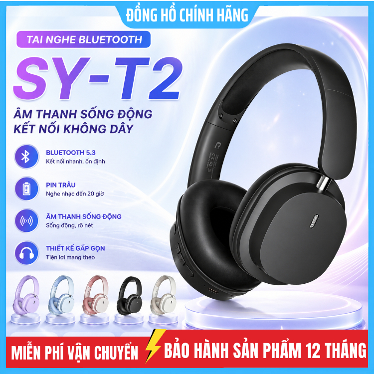 Tai nghe bluetooth SY-T2 / P9 / P2961 chụp tai có micro chơi game. Tai nghe không dây gaming âm than