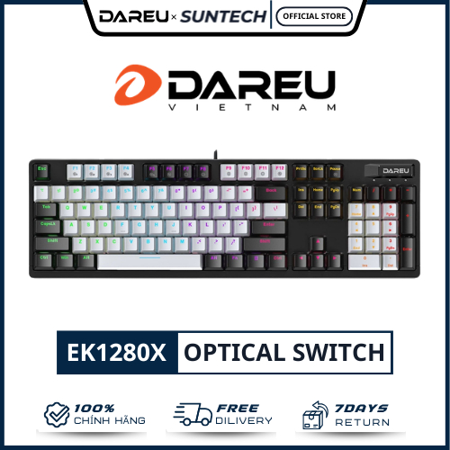 Bàn Phím Cơ DareU EK1280X Black Grey - Phối Màu Xám Đen Sang Trọng, LED Multi-Color, Full-Size 104 P