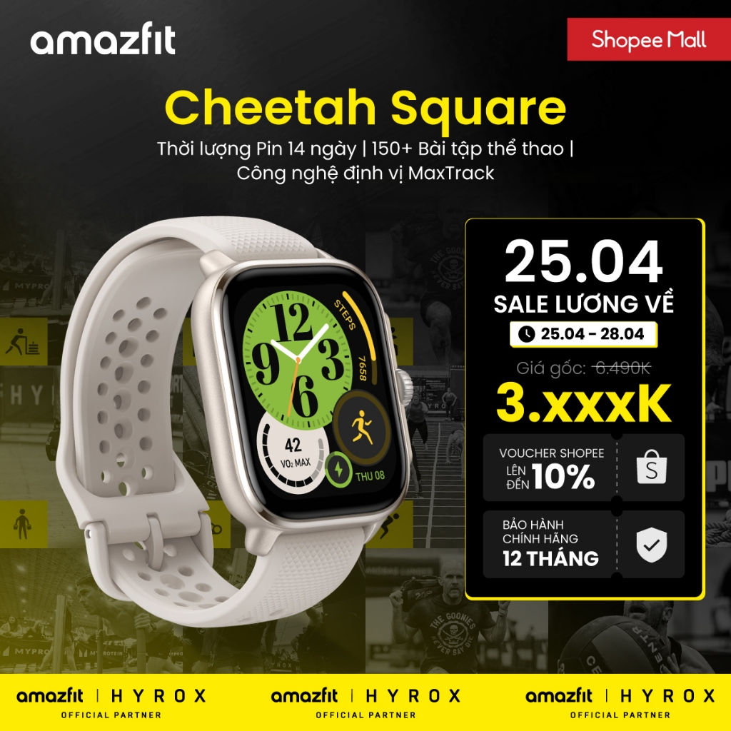 Đồng hồ thông minh Amazfit Cheetah Square - Bản đồ ngoại tuyến | Lưu trữ nhạc - Hàng chính hãng - Bảo hành 12 tháng | BigBuy360 - bigbuy360.vn