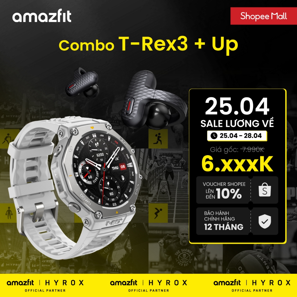 [COMBO] Đồng hồ thông minh Amazfit T-Rex 3 + Tai nghe nhét tai open-ear Amazfit UP - Hàng chính hãng - Bảo hành 12 tháng | BigBuy360 - bigbuy360.vn