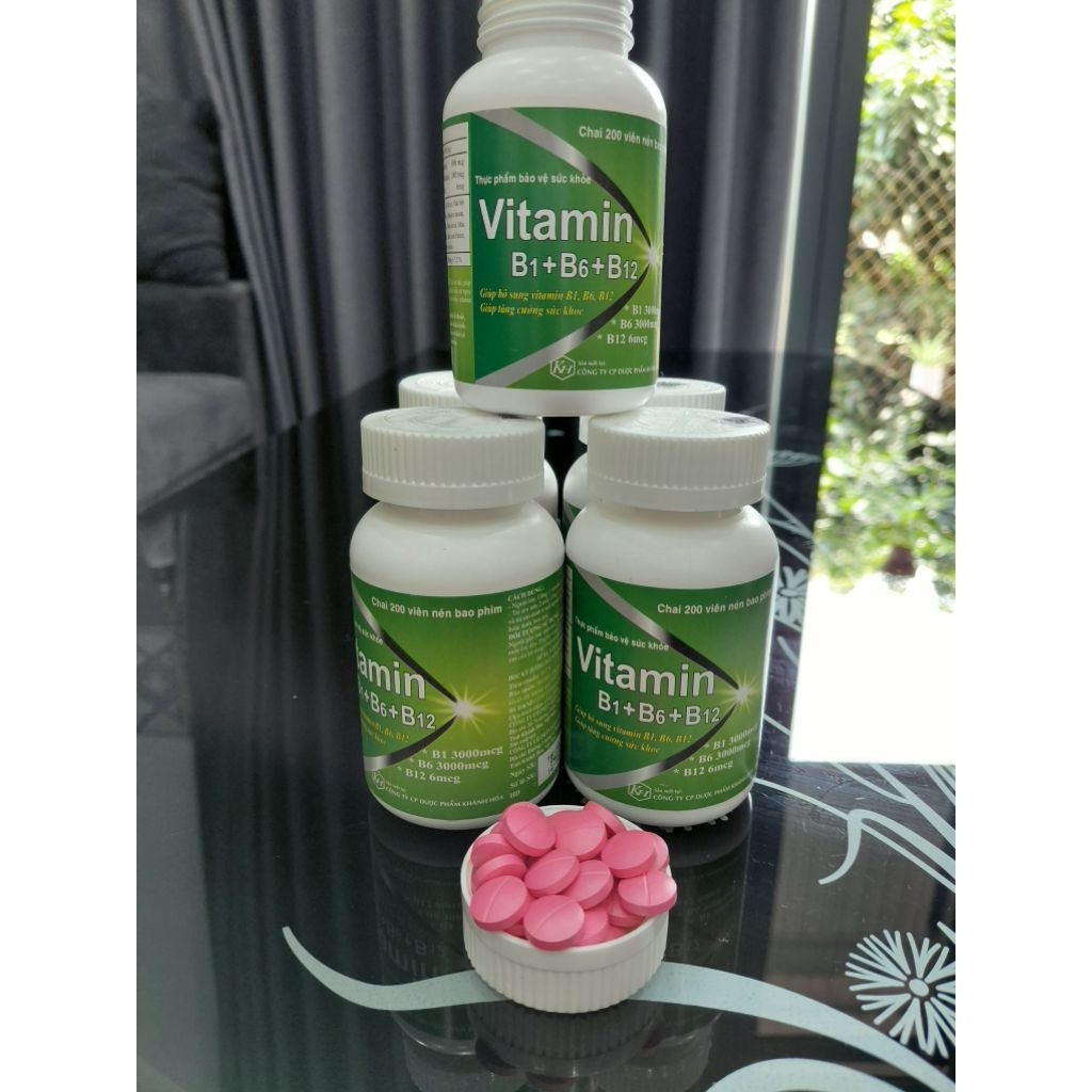 Vitamin B1 B6 B12 Khapharco Chai/200 viên nén bao phim