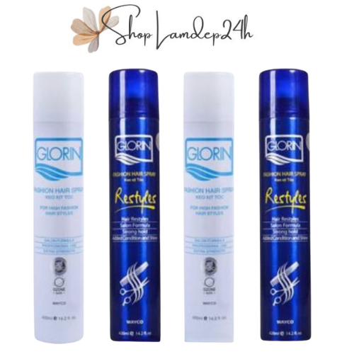 Keo xịt tóc mềm hoặc cứng Glorin 420ml