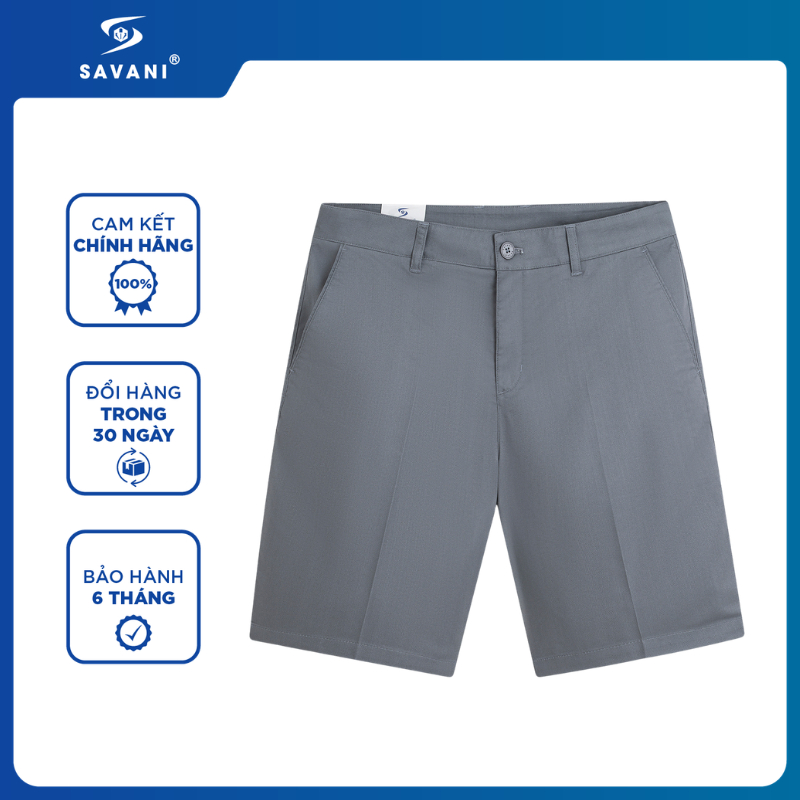 Quần Short Khaki Nam Cạp Âu SAVANI, Quần Trơn Dễ Phối Đồ, Thoải Mái Khi Mặc MSOS200S6