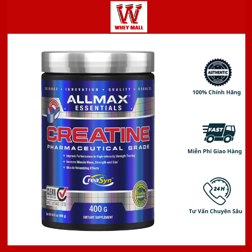 Creatine Monohydrate Allmax Pharmaceutical Grade 400g 80 lần dùng.