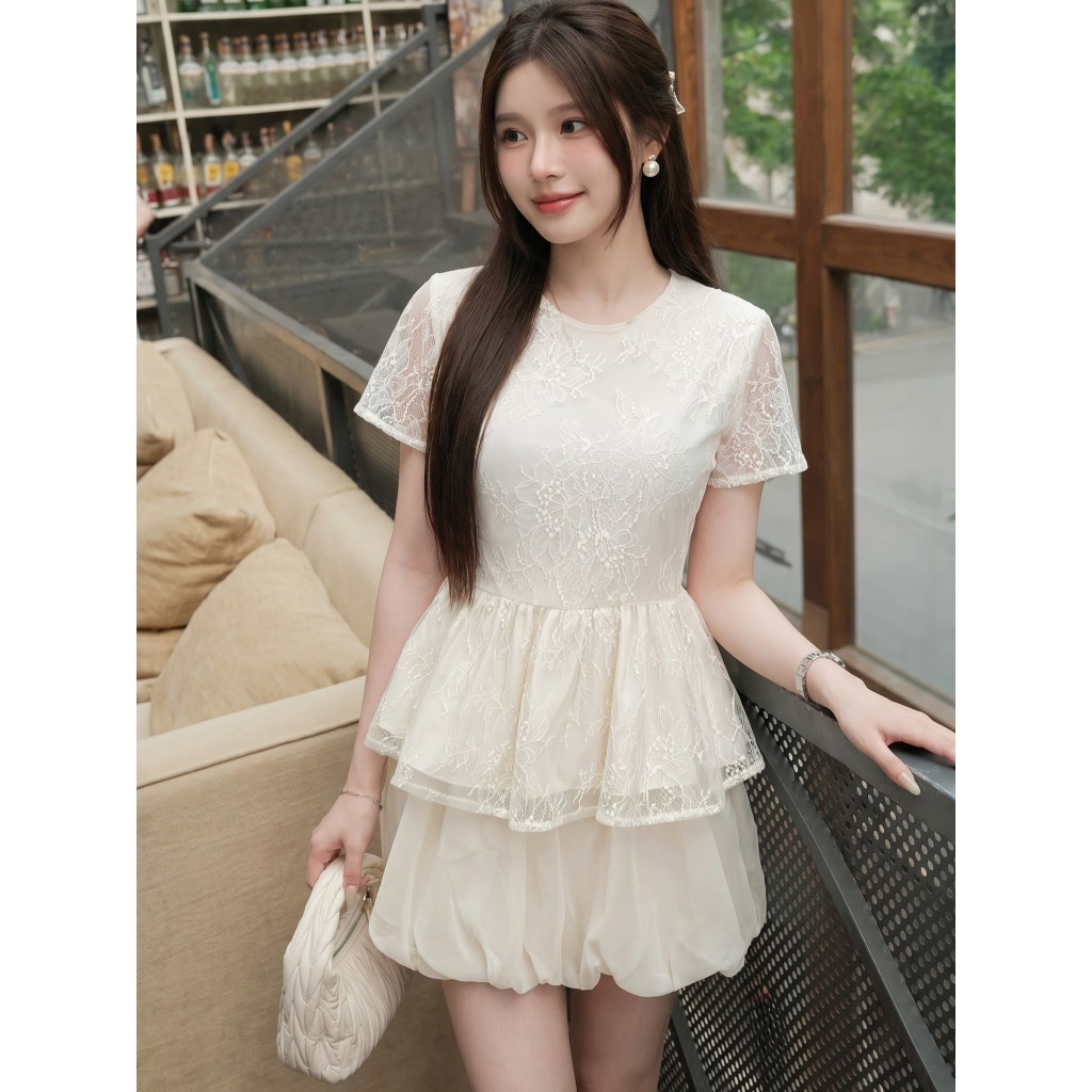 Set áo ren kèm chân váy bí phồng che khuyết điểm vòng hai siêu tôn dáng nữ tính, đi làm đi chơi (kèm quà tặng) SET01 | BigBuy360 - bigbuy360.vn