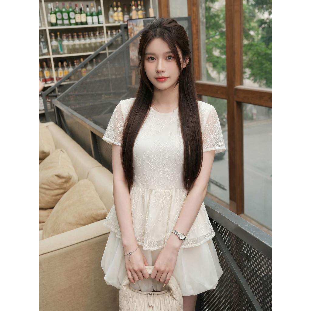 Set áo ren kèm chân váy bí phồng che khuyết điểm vòng hai siêu tôn dáng nữ tính, đi làm đi chơi (kèm quà tặng) SET01 | BigBuy360 - bigbuy360.vn