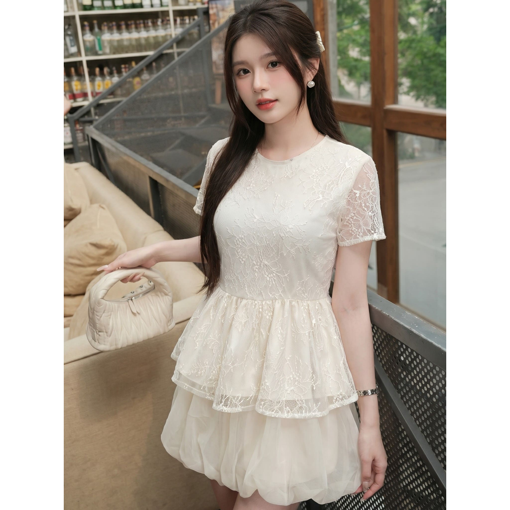 Set áo ren kèm chân váy bí phồng che khuyết điểm vòng hai siêu tôn dáng nữ tính, đi làm đi chơi (kèm quà tặng) SET01 | BigBuy360 - bigbuy360.vn