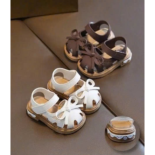 Sandal Quai Hậu Cho Bé Gái Dép Tập Đi Đế Mềm Chống Trượt, Họa Tiết Nơ Dễ Thương, Êm Nhẹ 6 tháng - 3 