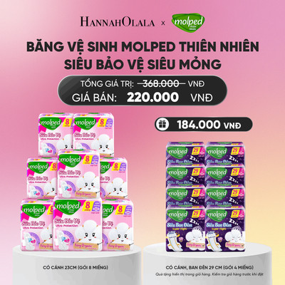 [HO 8.8_MUA 8 TẶNG 8] Combo 8 gói băng vệ sinh Molped thiên nhiên siêu bảo vệ siêu mỏng có cánh 8x8x6 (GÓI 8 MIẾNG)