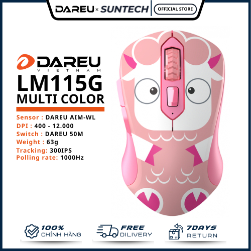 Chuột Không Dây DareU LM115G Multi-Color Sheep - Phiên Bản Giới Hạn Họa Tiết Chú Cừu, Kết Nối 2.4GHz