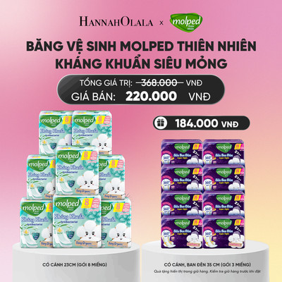 [HO 8.8_MUA 8 TẶNG 8] Combo 8 gói Băng vệ sinh Molped thiên nhiên Kháng khuẩn Antibac Siêu mỏng có cánh 23cm