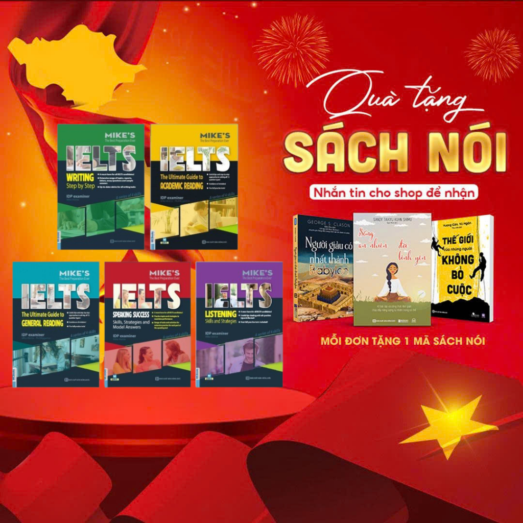Combo Sách IELTS Mike’s 5 Cuốn: Writing Step By Step + Speaking Success + Reading Academic/General +