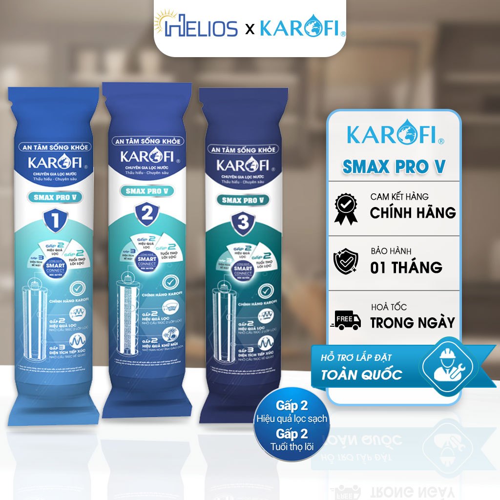 [HOẢ TỐC] Bộ 3 Lõi Lọc Nước Karofi Số 1 2 3 Smax Pro V Chính Hãng - Bộ 3 Lõi Lọc Thô Karofi Smart