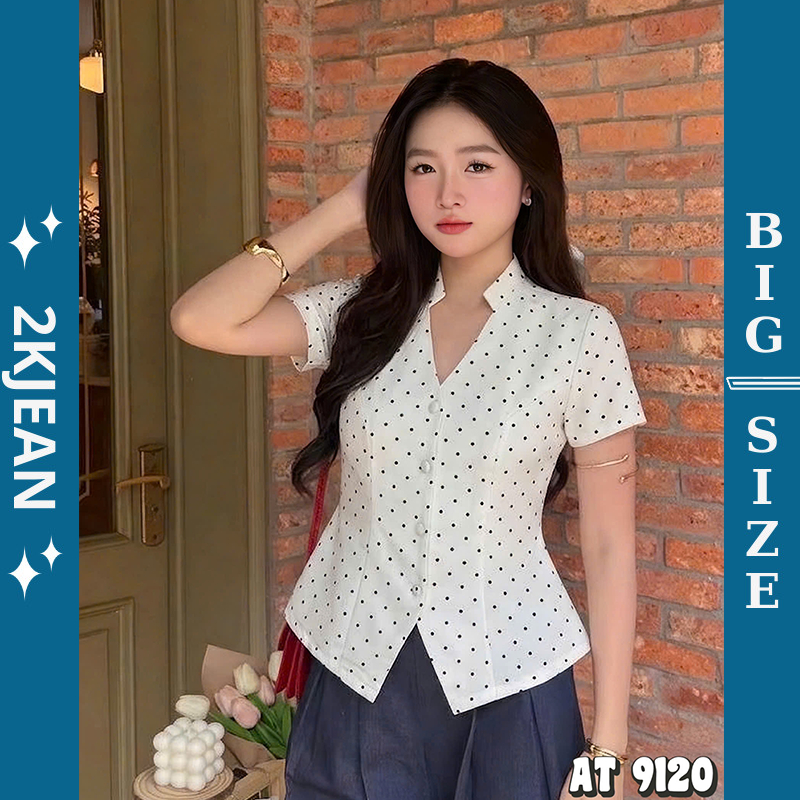 Áo Peplum cổ tàu tay ngắn 2KJeans Bigsize 55kg-90kg, chất cotton hàn mướt hàng cao cấp AT9120 | BigBuy360 - bigbuy360.vn