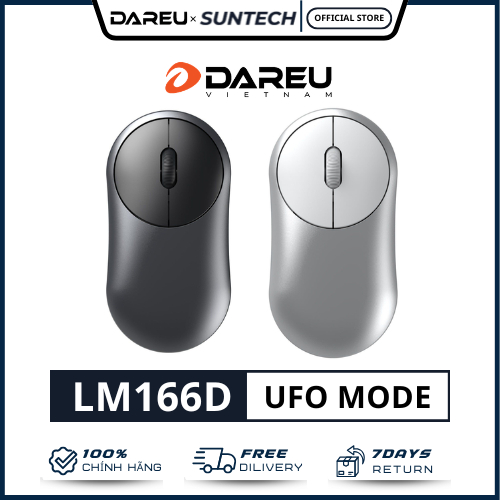 Chuột Không Dây DareU UFO LM166D - Thiết Kế Siêu Mỏng, Silent Click Chống Ồn, Kết Nối 2.4GHz, Pin Bề