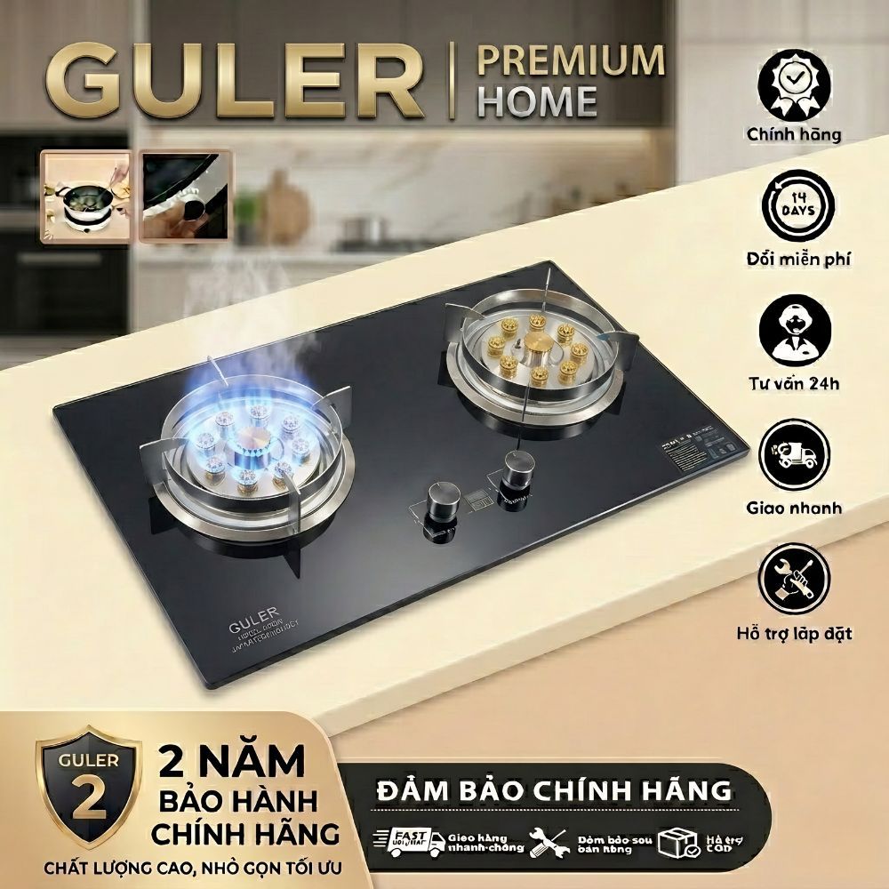 Bếp Gas Đôi Gz499, 9 Đầu Đốt Cao Cấp Tích Hợp Chế Độ Hẹn Giờ Cảm Biến Ngắt Ga Tự Động - BH 24 THÁNG