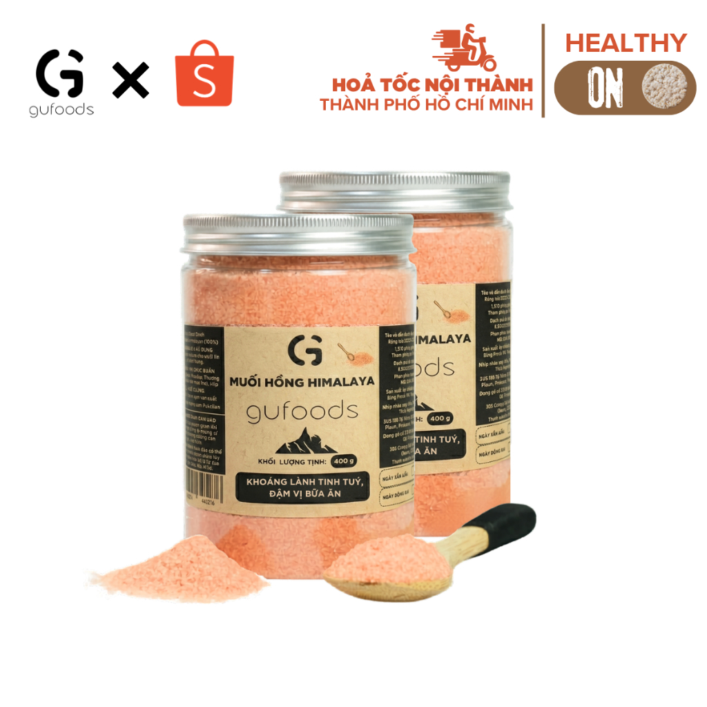Combo 2 Muối hồng Himalaya GUfoods (hạt mịn) - Tự nhiên, Eat clean, Giàu khoáng chất (100g/400g)