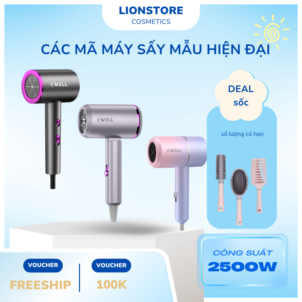 Máy sấy tóc CWell 2500w công suất lớn model C01HD - C05HD -C10HD hai chiều bảo hành 12 tháng 1 đổi 1