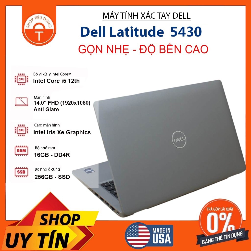 Laptop Dell Latitude 5430 Core i5 12th Ram 16Gb SSD 512Gb Màn hình 14inch FHD