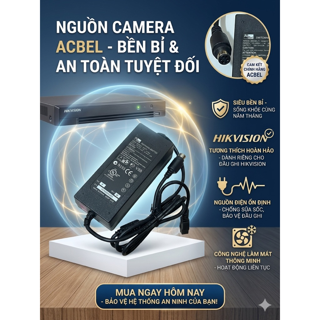 Nguồn đầu ghi hình Hikvision chân 4 pin 12V5A , adapter đầu ghi camera Hikvisin chân 4pin