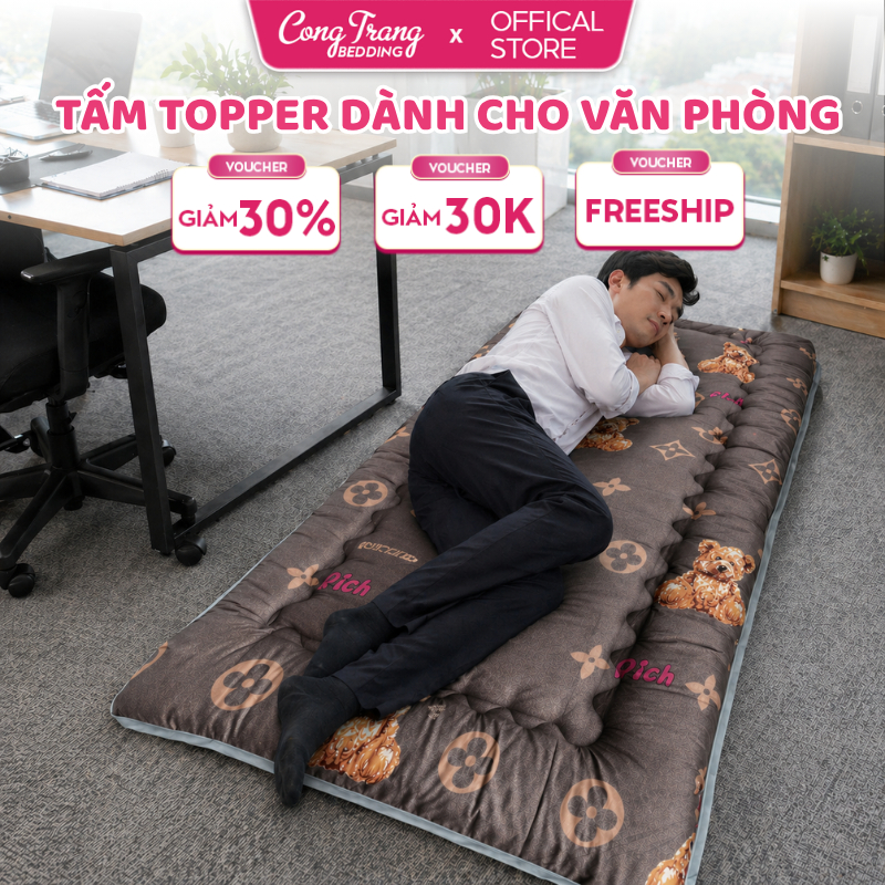 Nệm Topper CongTrang Bedding, Nệm Topper Cho Văn Phòng, KTX, Giường Đơn Chất Liệu Cotton - Có Chun 4