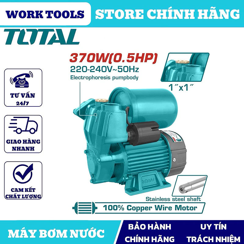 TOTAL Máy bơm nước tự mồi 370W TWP937016