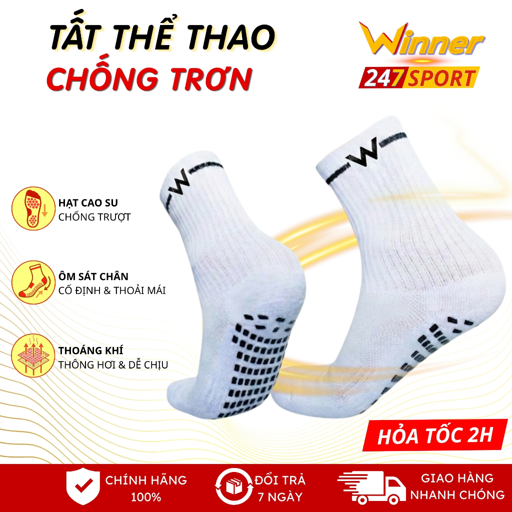 Tất đá bóng chống trơn Combo 2-3 vớ đá banh dệt kim chính hãng Winner 247sport_hn, tất bóng đá có cao su non chống trượt