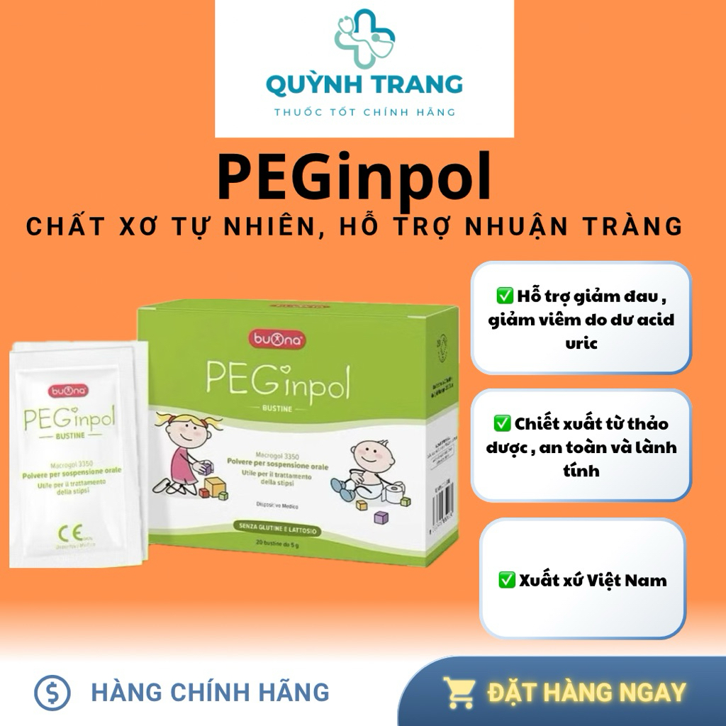 Bột Nhuận Tràng Buona PEGinpol Hộp 20 Gói/ Lọ 100g Hỗ Trợ Bé Đi Ngoài Dễ Dàng