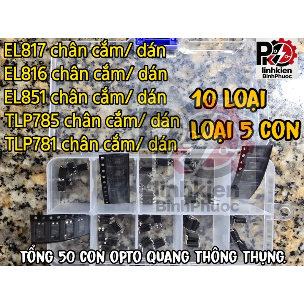 Set 50 Opto Quang EL817 EL816 EL851 TLP785 TLP781 Chân Cắm/Dán - 10 Loại x 5 Con