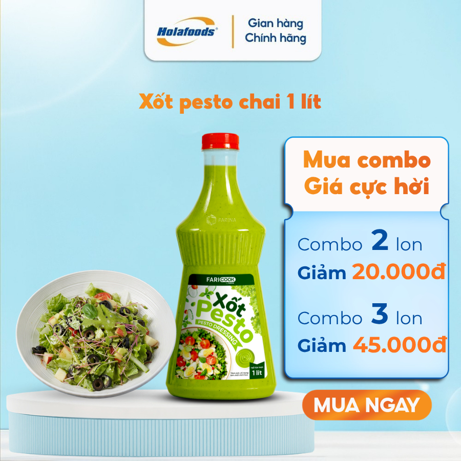 Xốt pesto hiệu FariCook từ Farina - Đậm vị thảo mộc, hương vị hòa quyện, chuẩn Âu, xốt salad, xốt pi