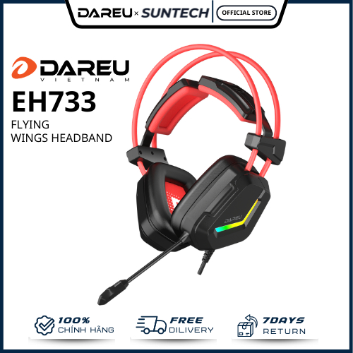 Tai Nghe Gaming DareU EH733 - Âm Thanh Giả Lập 7.1, LED RGB Streamer Rực Rỡ, Driver 50mm, Thiết Kế S