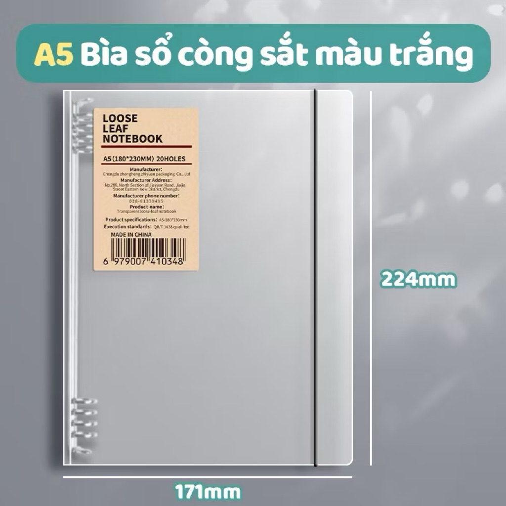 Sổ Còng A5/B5/A4 120 Trang 80gsm – Full Set Kèm Tab Phân Trang & Giấy Refill 8 Lỗ