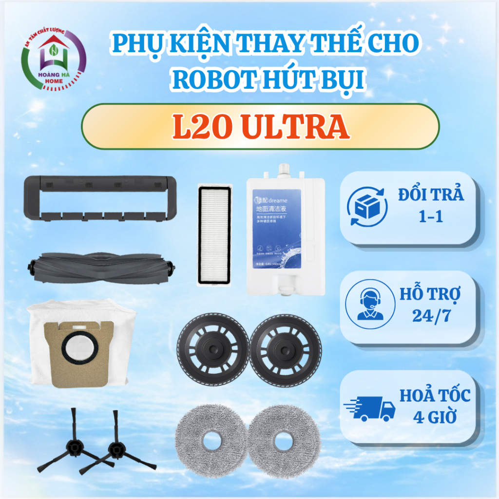 Phụ Kiện Thay Thế Cho Robot Hút Bụi Dreame L20 Ultra - Phụ kiện tương thích robot hút bụi lau nhà L2