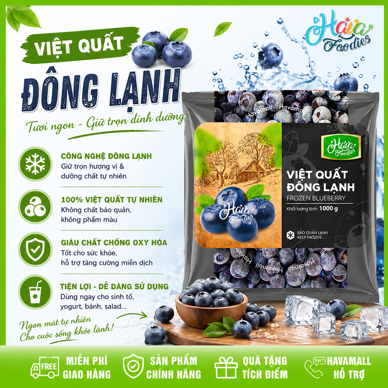 Trái Việt Quất Đông Lạnh V-Safefood – Frozen Blueberries