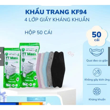 (SET 50 Chiếc) Khẩu Trang KF94 4D MASK kiều Hàn Quốc dày 4 lớp kiểu dáng ôm mặt kháng giọt bắn