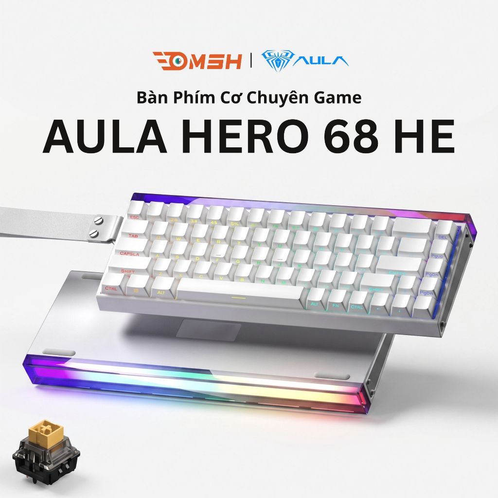 Bàn phím cơ Aula Mini HE 60 / HERO HE 68 - Hall Effect, Rapid Trigger 0.1mm, Polling Rate 8000Hz, Sw