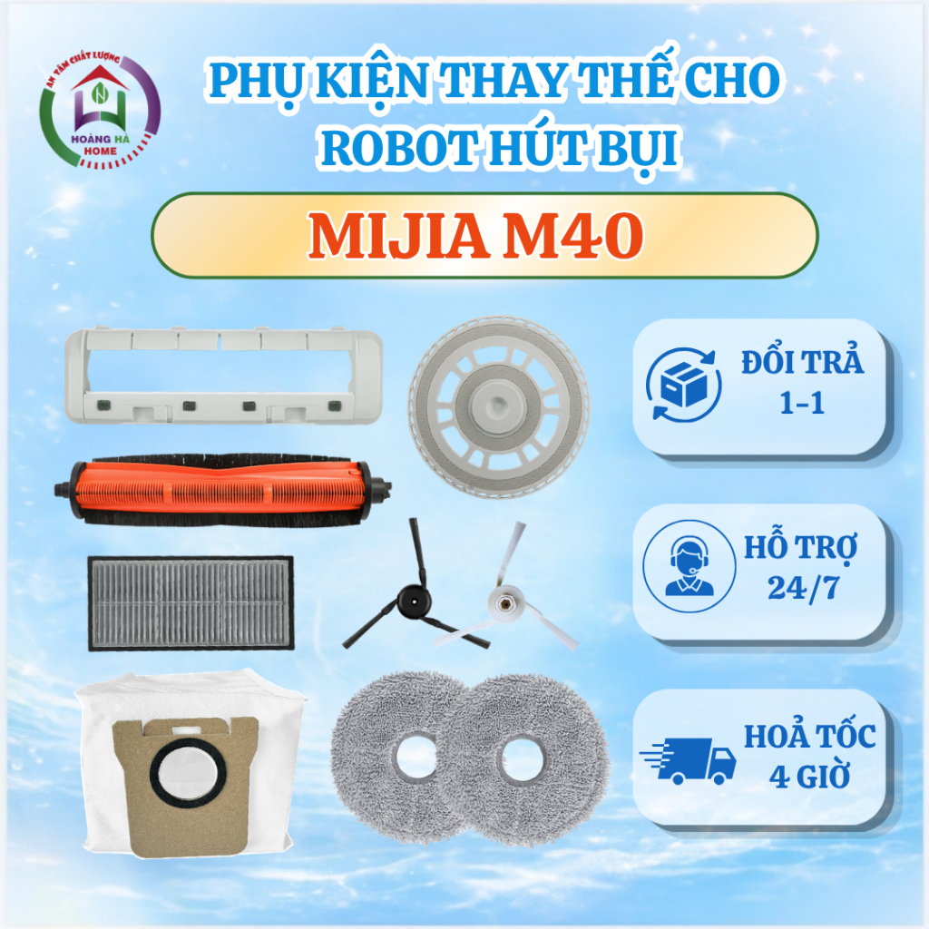 Phụ kiện robot hút bụi tương thích Mijia M40 , Phụ kiện thay thế cho robot lau nhà Mijia M40 - Túi r