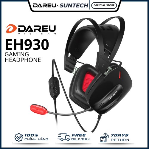 Tai Nghe Gaming DareU EH930 - Âm Thanh Giả Lập 7.1, Micro Khử Ồn Đa Hướng, LED RGB Tinh Tế, Khung Ki
