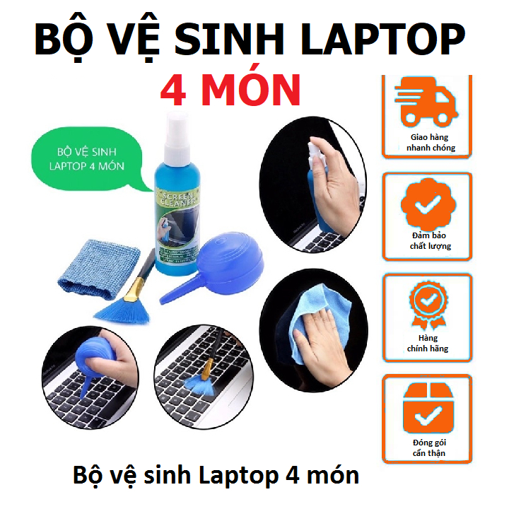 Bộ vệ sinh Laptop 4 món dễ lấy ra sử dụng và bảo quản