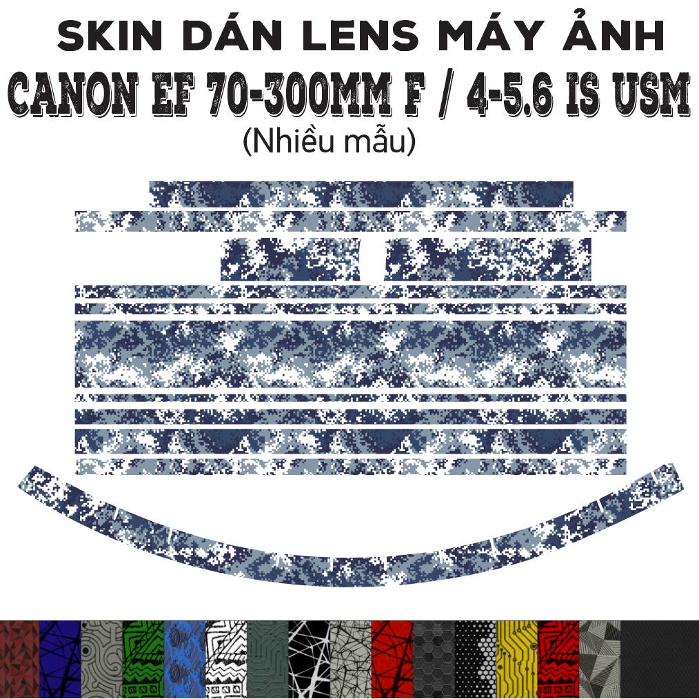 Skin dán Lens Canon EF 70-300mm f/4-5.6 IS USM (Nhiều mẫu) | Decal Film 3M dán bảo vệ ống kính máy ả