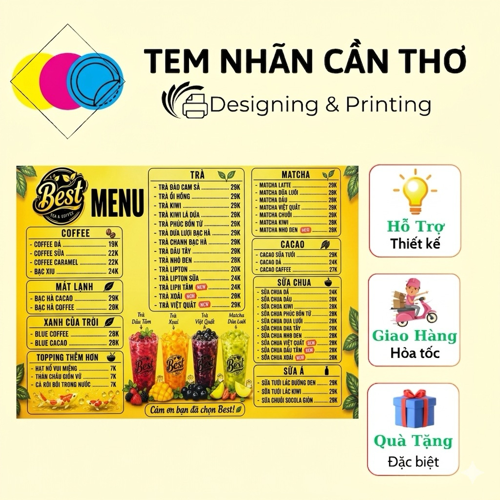 Menu ép nhựa, menu formex A4, A3
